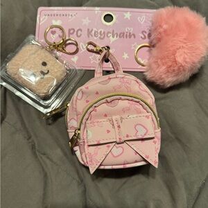 Under One Sky Pink Heart Mini Backpack Keychain Set